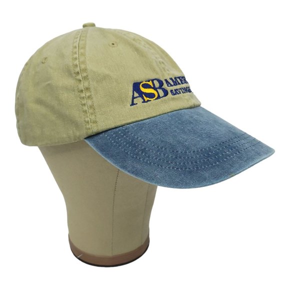 Anvil American Savings Bank Adjustable Cap Trucker Baseball Hat Blue Khaki - Picture 2 of 12